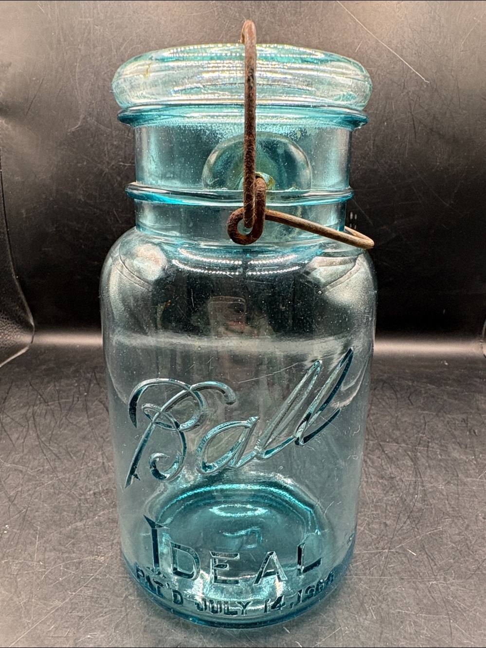 Vintage Ball Ideal Blue Glass Mason Jar 1923-1933